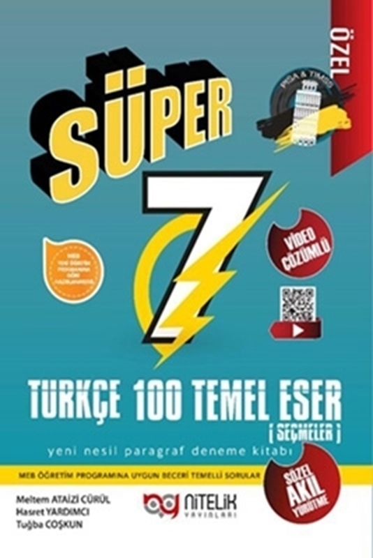 resm Süper 7. Sınıf Türkçe Yeni Nesil 100 Temel Eser Paragraf Deneme Kitabı