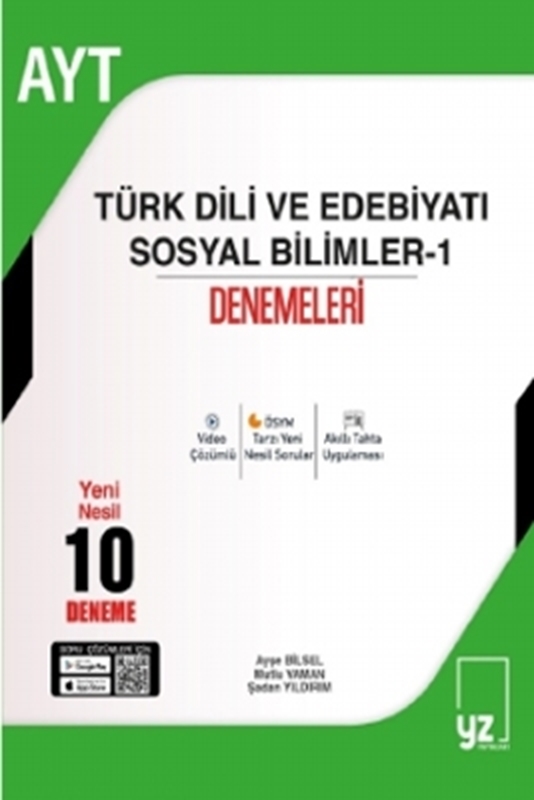 resm YZ Yayınları AYT Türk Dili ve Edebiyatı - Sosyal Bilimleri-1 10 Denemeleri
