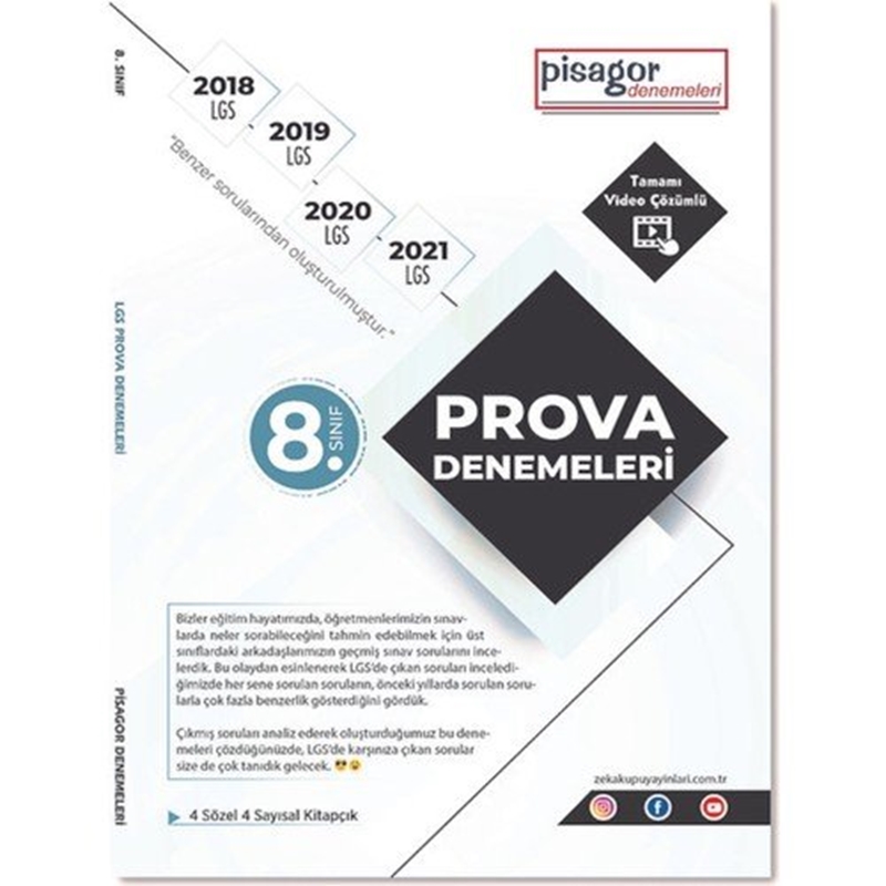 resm 8. Sınıf Pisagor Prova 4 lü Deneme Seti Sayısal-Sözel 8 Fasikül Zeka Küpü Yayınları
