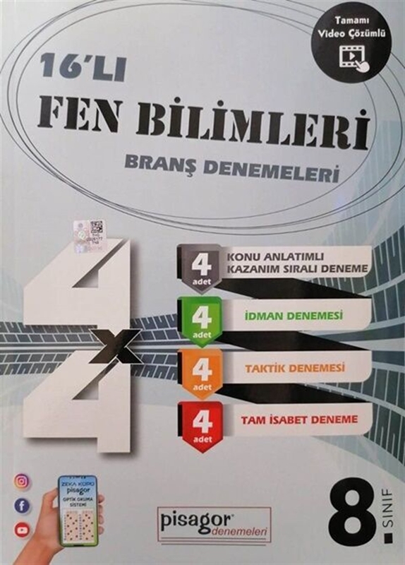 resm 8. Sınıf Fen Bilimleri 16 lı Branş Denemeleri Zeka Küpü Yayınları