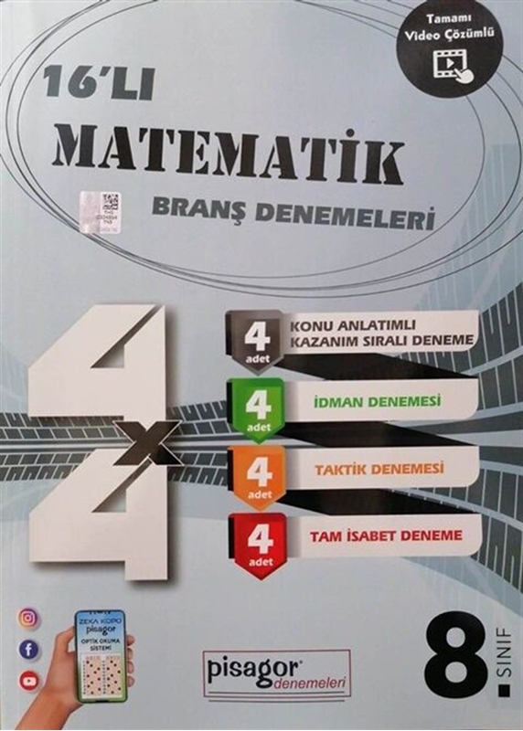 resm 8. Sınıf Matematik 16 lı Branş Denemeleri Zeka Küpü Yayınları