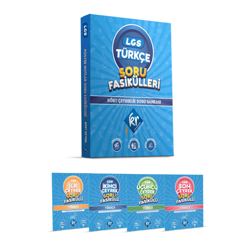 resm KR Akademi Yayınları 8. Sınıf LGS Türkçe Soru Fasikülleri Dört Çeyreklik Soru Bankası