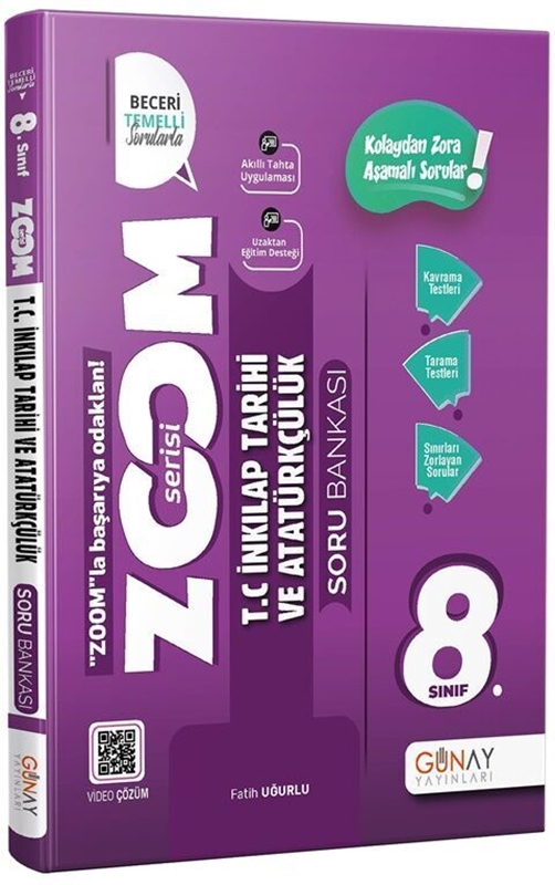 resm Günay Yayınları 8. Sınıf LGS T.C. İnkılap Tarihi ve Atatürkçülük Yeni Zoom Soru Bankası
