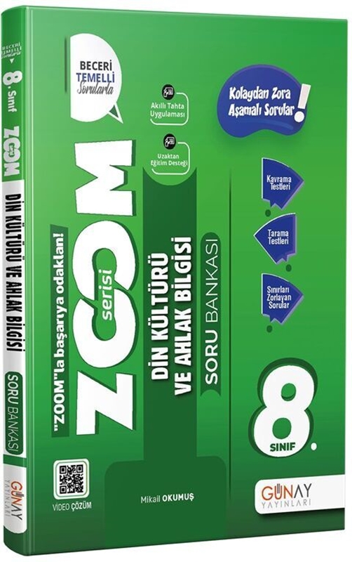 resm Günay Yayınları 8. Sınıf Din Kültürü ve Ahlak Bilgisi Yeni Zoom Soru Bankası