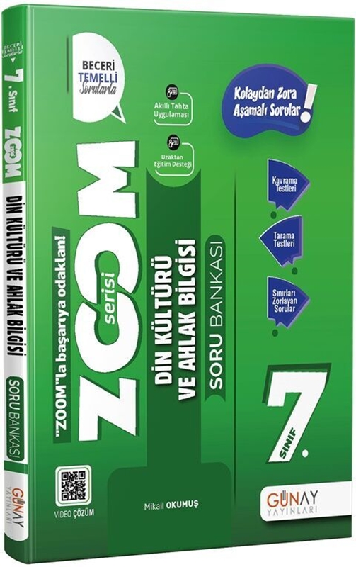 resm Günay Yayınları 7. Sınıf Din Kültürü ve Ahlak Bilgisi Yeni Zoom Soru Bankası
