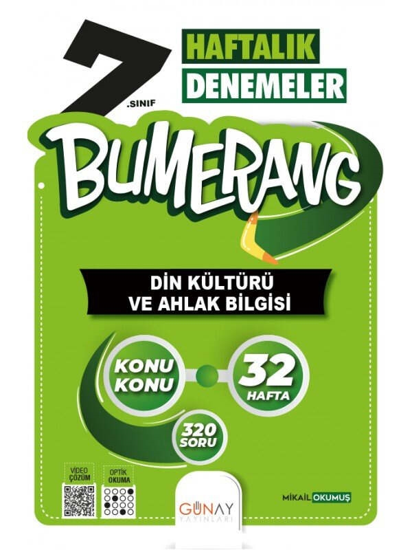 resm Günay Yayınları 7.Sınıf Bumerang 32 Haftalık Din Kültürü ve Ahlak Bilgisi Denemeleri