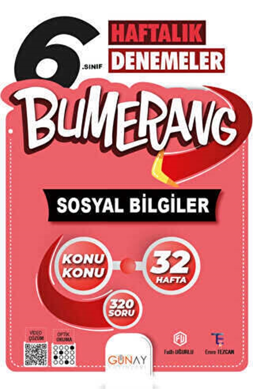 resm Günay Yayınları 6. Sınıf Bumerang 32 Haftalık Sosyal Bilgiler Denemeleri Günay Yayınları