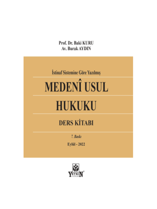 resm Medeni Usul Hukuku Ders Kitabı (İstinaf Sistemine Göre Hazırlanmış)