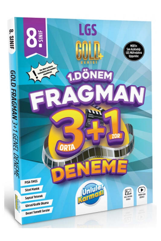 resm Ünlüler Karması 8. Sınıf LGS Tüm Dersler 1. Dönem Fragman 3+1 Deneme Gold Serisi