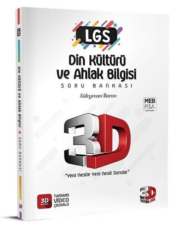 resm 3D Yayınları 8. Sınıf LGS Din Kültürü ve Ahlak Bilgisi Soru Bankası