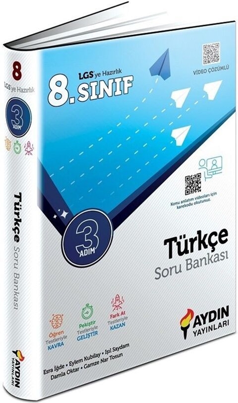 resm Aydın Yayınları 8. Sınıf LGS Türkçe Üç Adım Soru Bankası