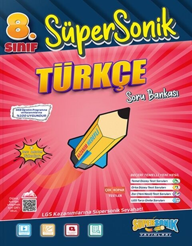 resm Süpersonik Yayınları 8. Sınıf Türkçe Süpersonik Soru Bankası