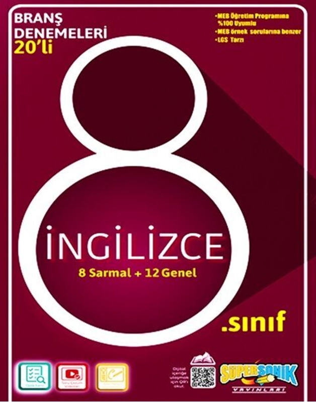 resm Süpersonik Yayınları 8. Sınıf İngilizce 20 Deneme