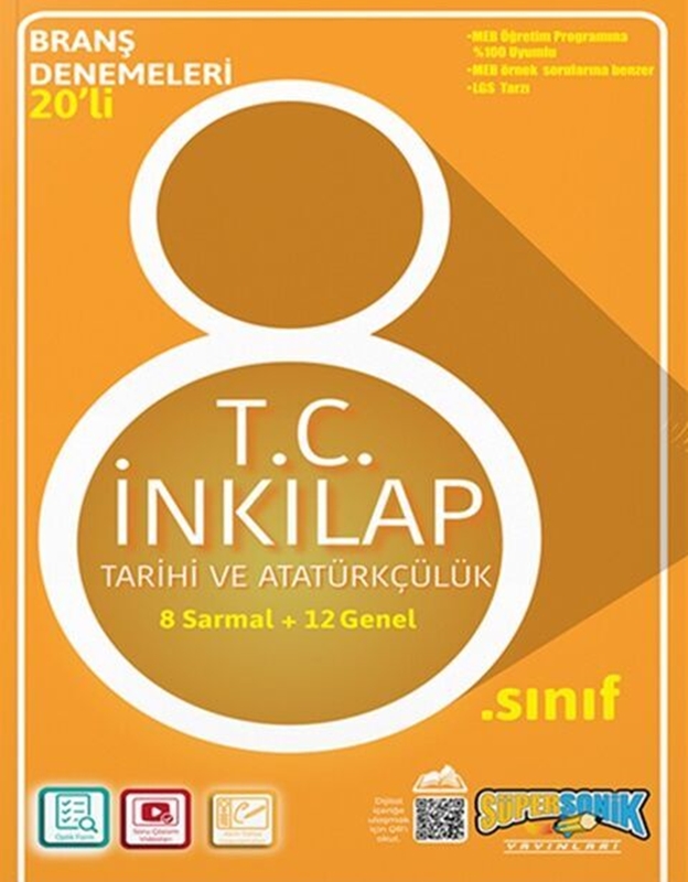 resm Süpersonik Yayınları 8. Sınıf T.C. İnkılap Tarihi ve Atatürkçülük 20 Deneme