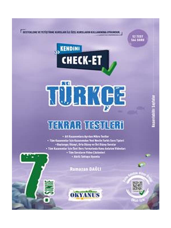 resm Okyanus Yayıncılık 7. Sınıf Kendini Check - Et Türkçe Tekrar Testleri