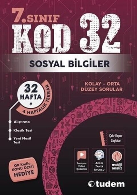 resm Tudem Yayınları 7. Sınıf Sosyal Bilgiler Kod 32 Tekrar Testleri