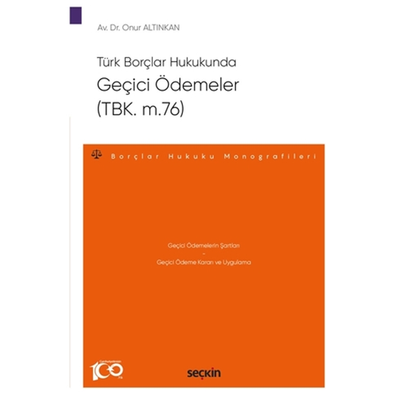 resm Türk Borçlar Hukukunda Geçici Ödemeler - Onur Altınkan