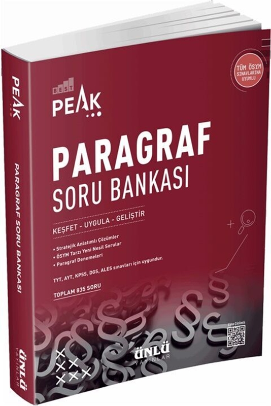 resm Ünlü Yayıncılık Tüm ÖSYM Sınavlarına Uyumlu Best Peak Paragraf Soru Bankası