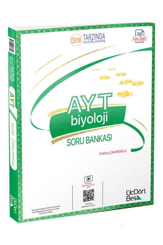 resm ÜçDörtBeş Yayınları 2024 AYT Biyoloji Soru Bankası