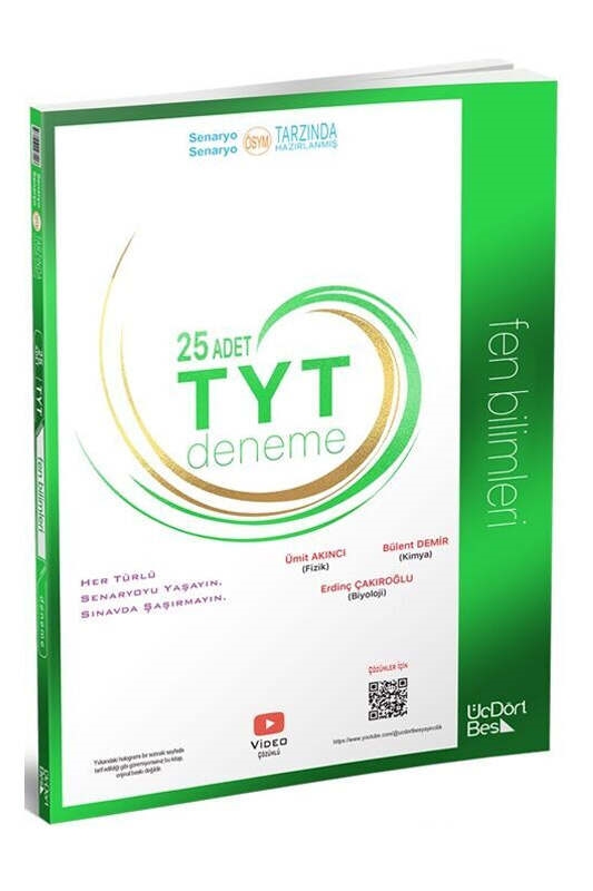 resm ÜçDörtBeş Yayınları 2024 TYT Fen Bilimleri 25 Deneme Sınavı