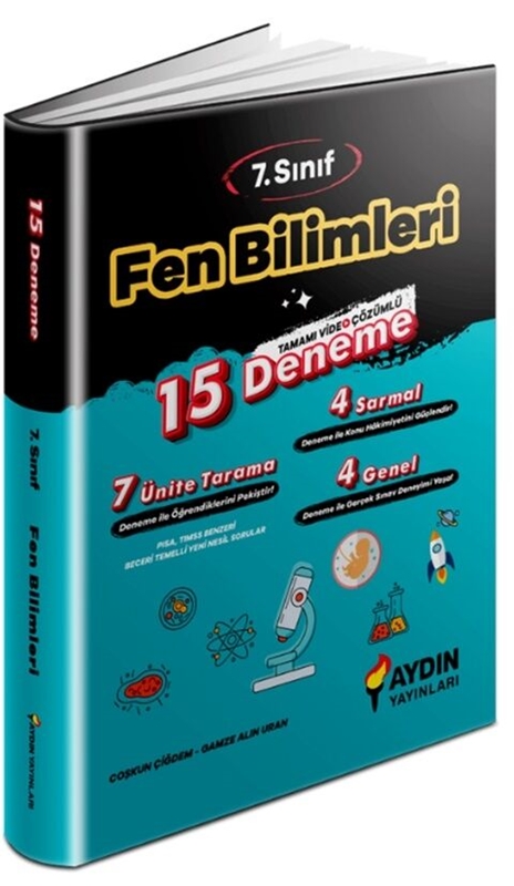 resm Aydın Yayınları 7. Sınıf Fen Bilimleri 15 Deneme
