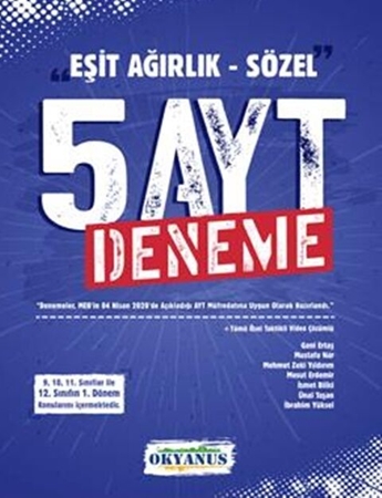 Resim Okyanus Yayınları AYT Eşit Ağırlık Sözel 5 li Deneme