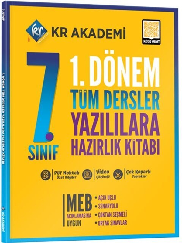 resm KR Akademi 7. Sınıf 1. Dönem Tüm Dersler Yazılılara Hazırlık Kitabı