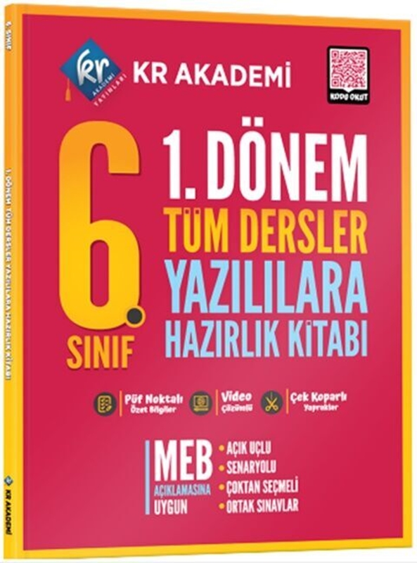 resm KR Akademi 6. Sınıf 1. Dönem Tüm Dersler Yazılılara Hazırlık Kitabı