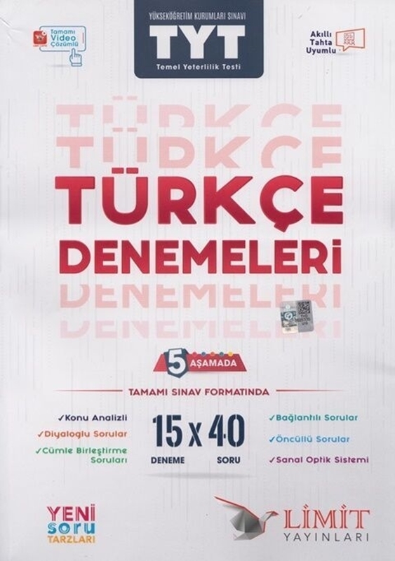 resm Limit Yayınları TYT Türkçe 15 X 40 5 Aşamada Yeni Soru Tarzları ile Denemeleri