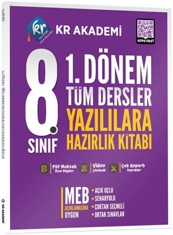 resm KR Akademi 8. Sınıf 1. Dönem Tüm Dersler Yazılılara Hazırlık Kitabı