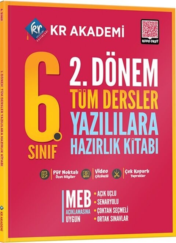 resm KR Akademi 6. Sınıf 2. Dönem Tüm Dersler Yazılılara Hazırlık Kitabı