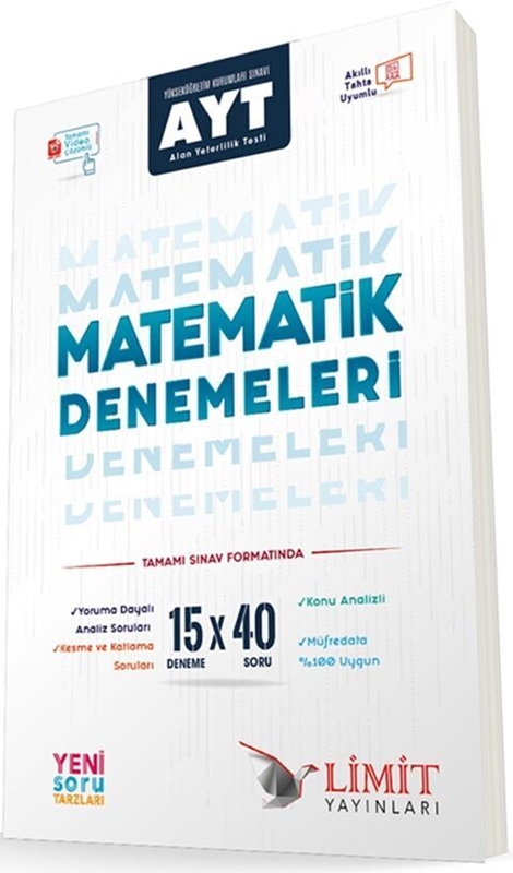 resm Limit Yayınları AYT Matematik 15x40 Video Çözümlü Denemeleri