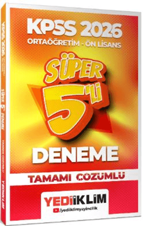 Resim 2026 KPSS Ortaöğretim - Önlisans Genel Yetenek Genel Kültür Tamamı Çözümlü Süper 5 Deneme