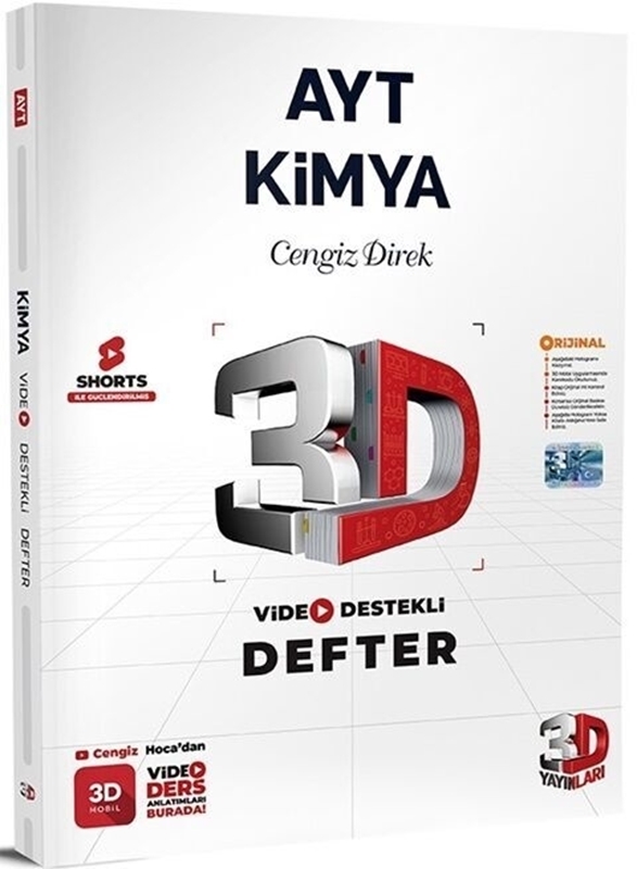 resm 3D Yayınları AYT Kimya Video Destekli Defter