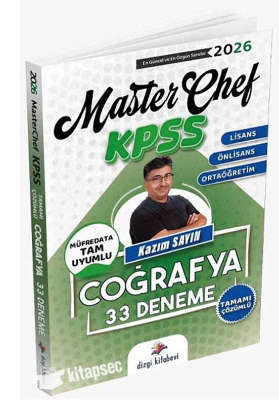 resm 2026 KPSS Coğrafya MasterChef 33 Deneme Çözümlü Kazım Sayın Dizgi Kitap Yayınları