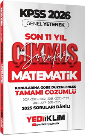 Resim 2026 KPSS Genel Yetenek Matematik Konularına Göre Tamamı Çözümlü Son 11 Yıl Çıkmış Sorular