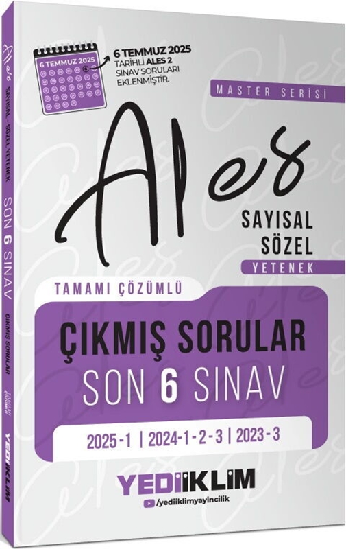 resm Ales Master Serisi Sayısal Sözel Yetenek Son 6 Sınav Çıkmış Sorlar - Yediiklim Yayınları