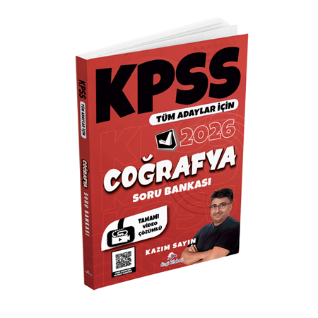 Resim Dizgi Kitap 2026 Tüm Adaylar İçin KPSS Coğrafya Tamamı Video Çözümlü Soru Bankası Kazım Sayın