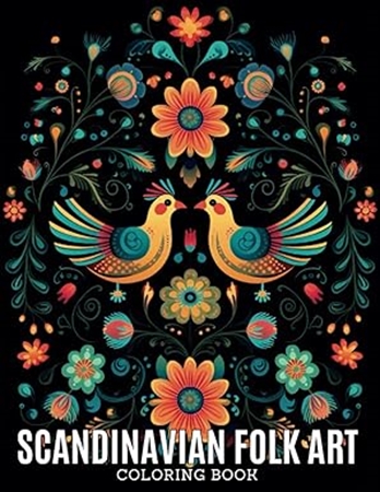 Resim Scandinavian Folk Art Coloring Book: Explore the Rich Culture and Folklore of Scandinavia through Coloring 