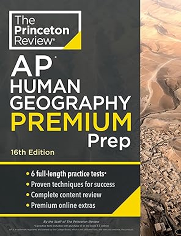 resm Princeton Review AP Human Geography Premium Prep, 16th Edition: 6 Practice Tests + Digital Practice Online + Content Review