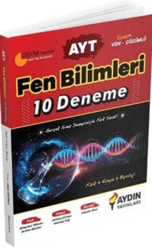 resm Aydın Yayınları AYT Fen Bilimleri 10 Deneme Video Çözümlü