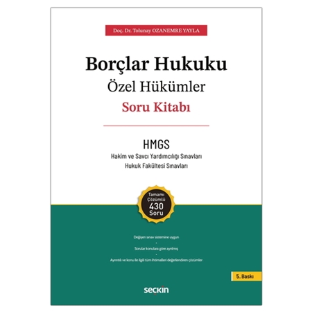 Resim Borçlar Hukuku Özel Hükümler Soru Kitabı - Tolunay Ozanemre Yayla 2026