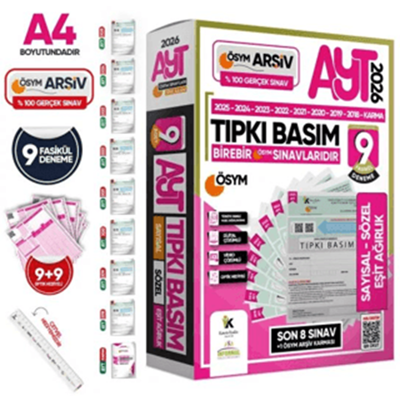 Resim 2026 AYT (Sayısal-Sözel-Eşit Ağırlık) ÖSYM Çıkmış Soru Tıpkı Basım 9'lu Deneme Paketi