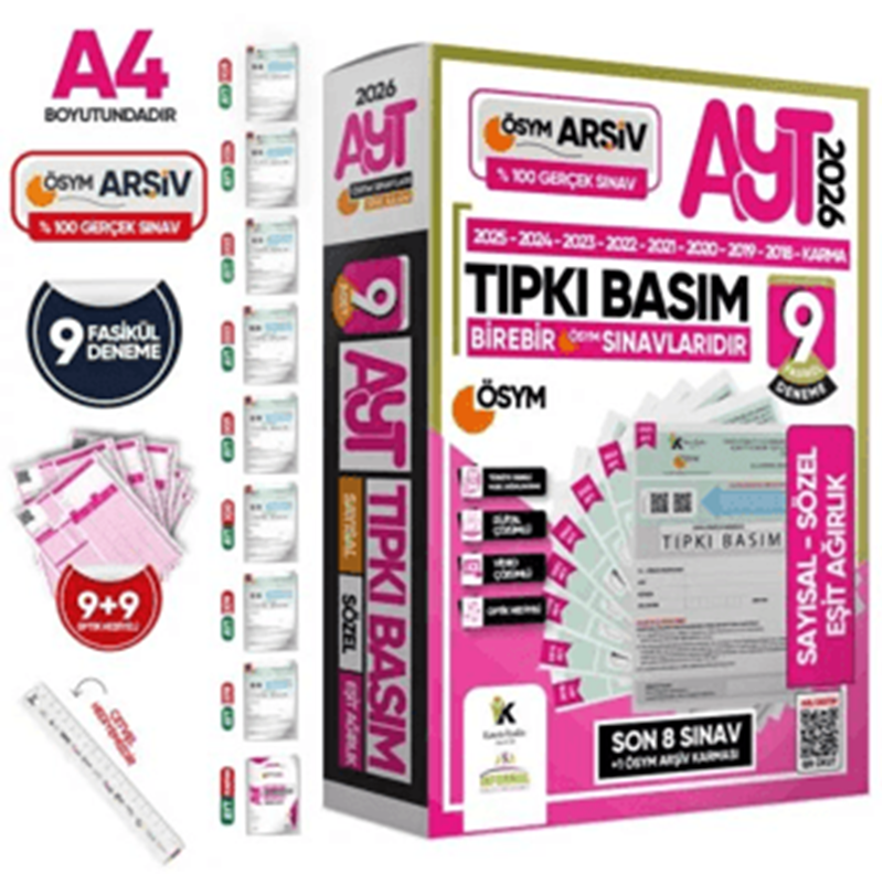 resm 2026 AYT (Sayısal-Sözel-Eşit Ağırlık) ÖSYM Çıkmış Soru Tıpkı Basım 9'lu Deneme Paketi