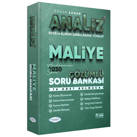 Resim KPSS A Grubu Analiz Maliye Soru Bankası Çözümlü 8. Baskı - Özgür Şahan Monopol Yayınları