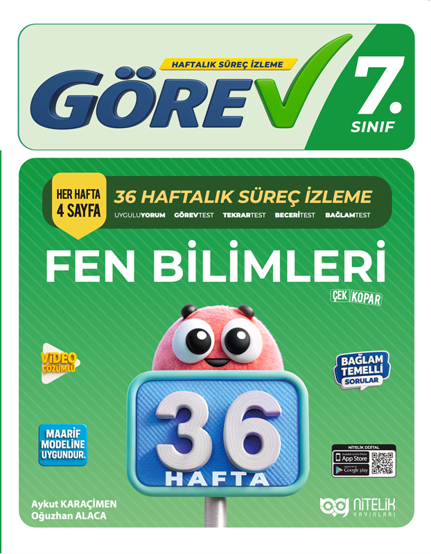 resm Nitelik 7.Sınıf Görev Fen Bilimleri 36 Haftalık Süreç İzleme Kitabı