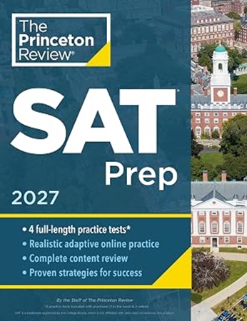 Resim Princeton Review SAT Prep, 2027: 4 Full-Length Practice Tests (2 in Book + 2 Adaptive Tests Online) + Review + Online Tools (College Test Preparation)
