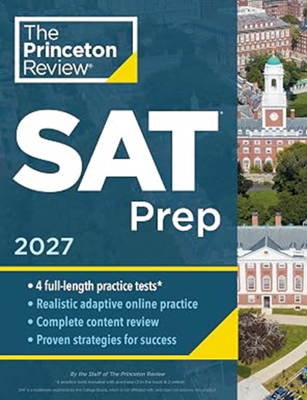 resm Princeton Review SAT Prep, 2027: 4 Full-Length Practice Tests (2 in Book + 2 Adaptive Tests Online) + Review + Online Tools (College Test Preparation)

